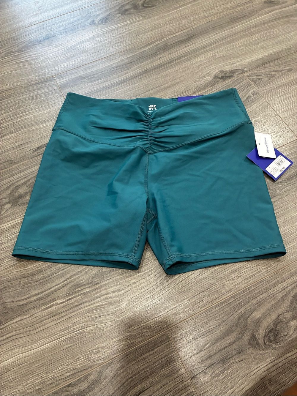 JoyLab Teal High-Rise Ruched Bike Shorts